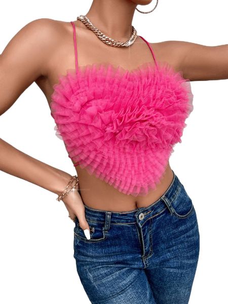 contrast mesh backless criss cross cami p5zc#, White